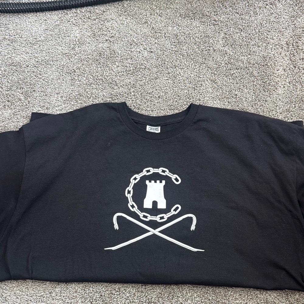 Crooks & Castles Black Tee with White Chain Logo